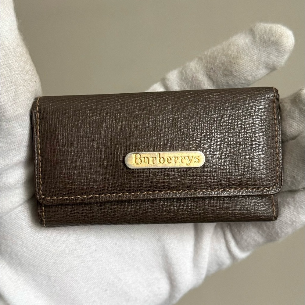 Burberry Brown Leather Key Case Holder Wallet - 3 Rings - Picture 1 of 14